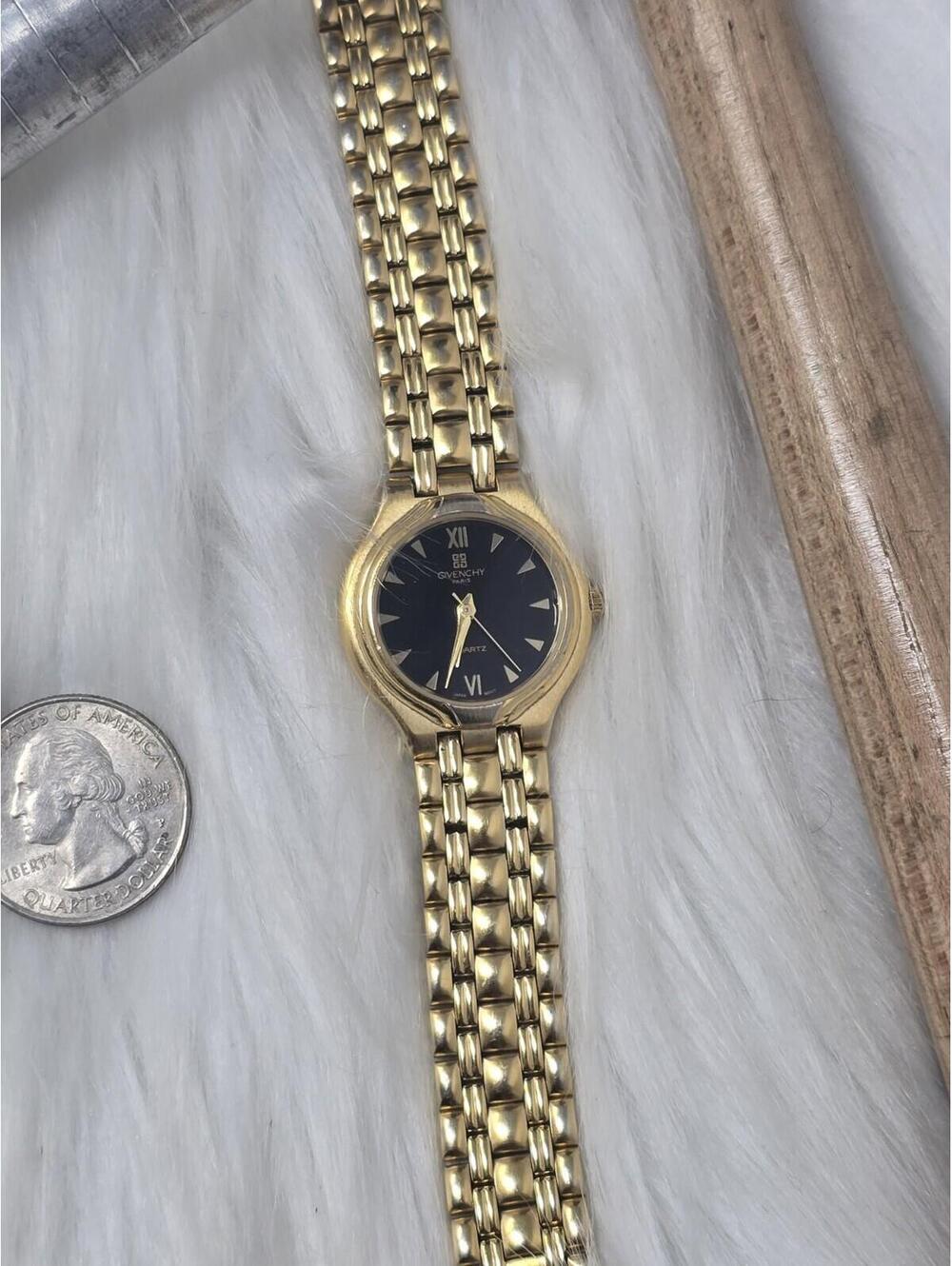 Vintage Givenchy Swiss Gold Tone Tank Watch G Link Band - Picture 8 of 8